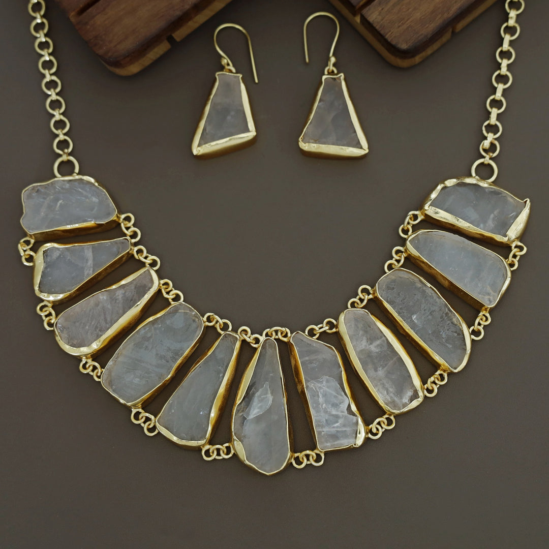Bellavo Raw Stone Neckpiece With Earring