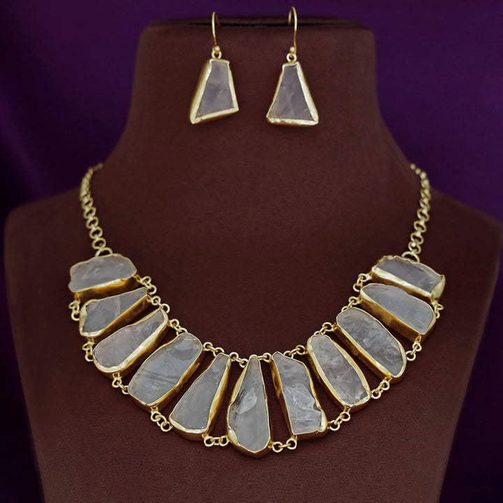 Bellavo Raw Stone Neckpiece With Earring