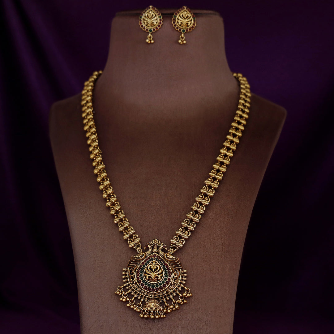 Vedansha Long Haram Neckpiece With Earring