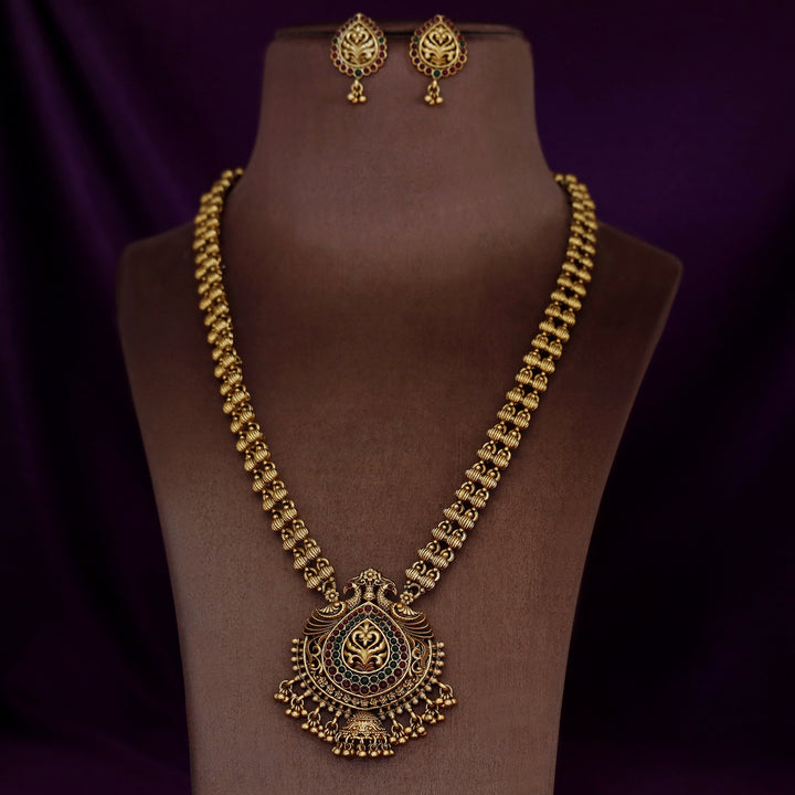 Vedansha Long Haram Neckpiece With Earring