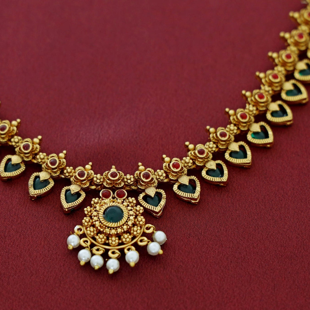Rakshini Palakka Long Neckpiece With Earring