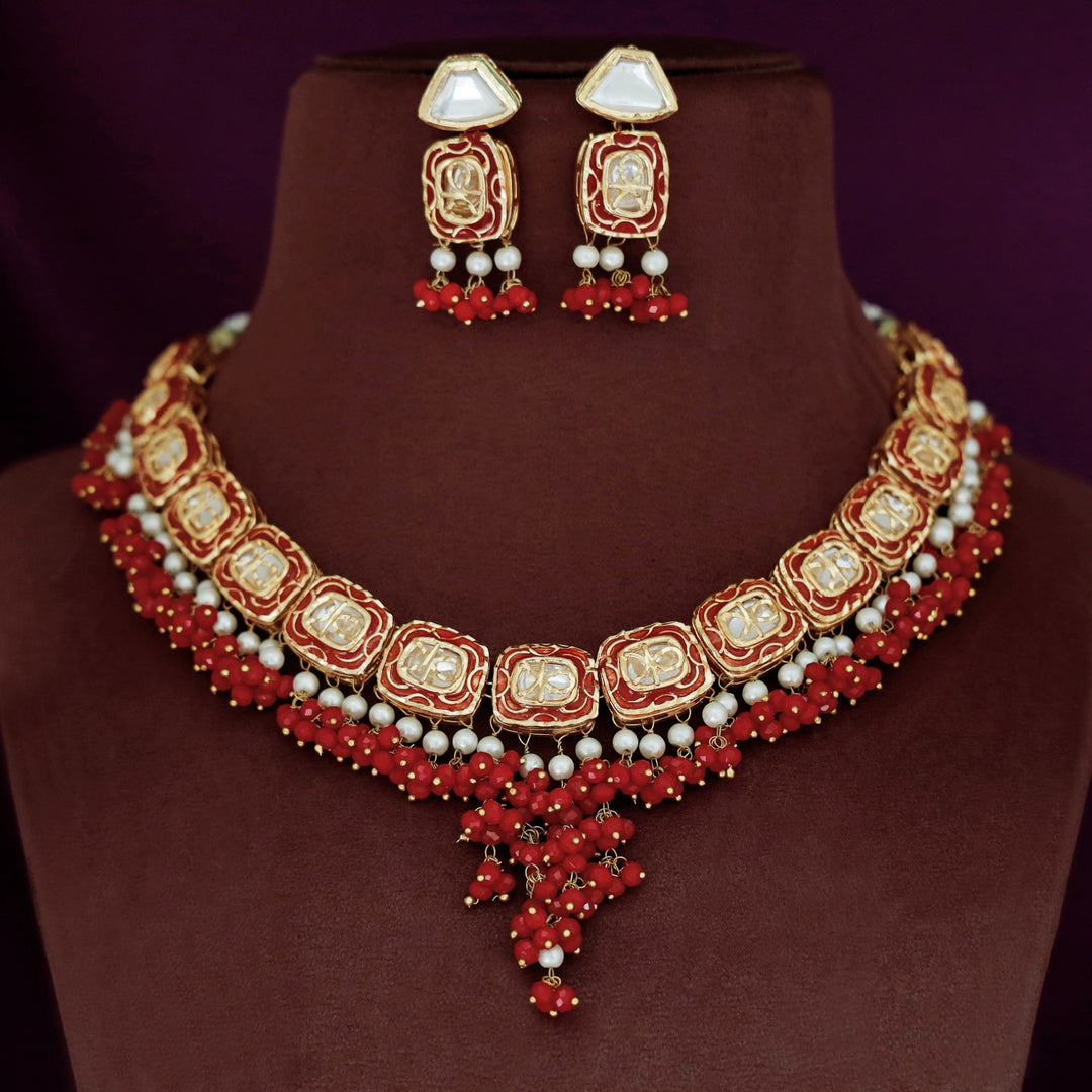Vyusti Polki Kundan Neckpiece With Earring