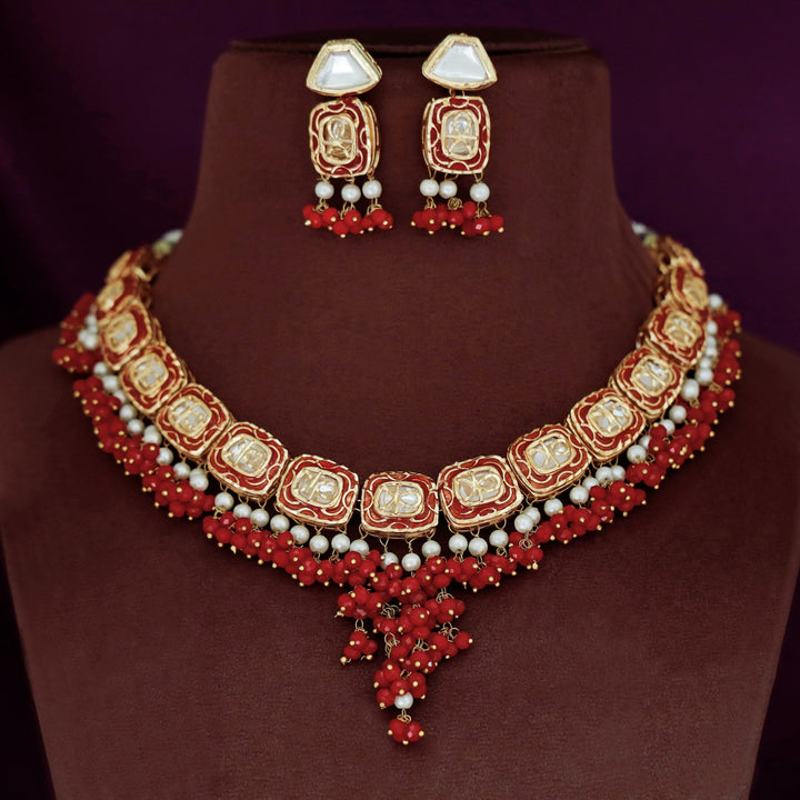 Vyusti Polki Kundan Neckpiece With Earring