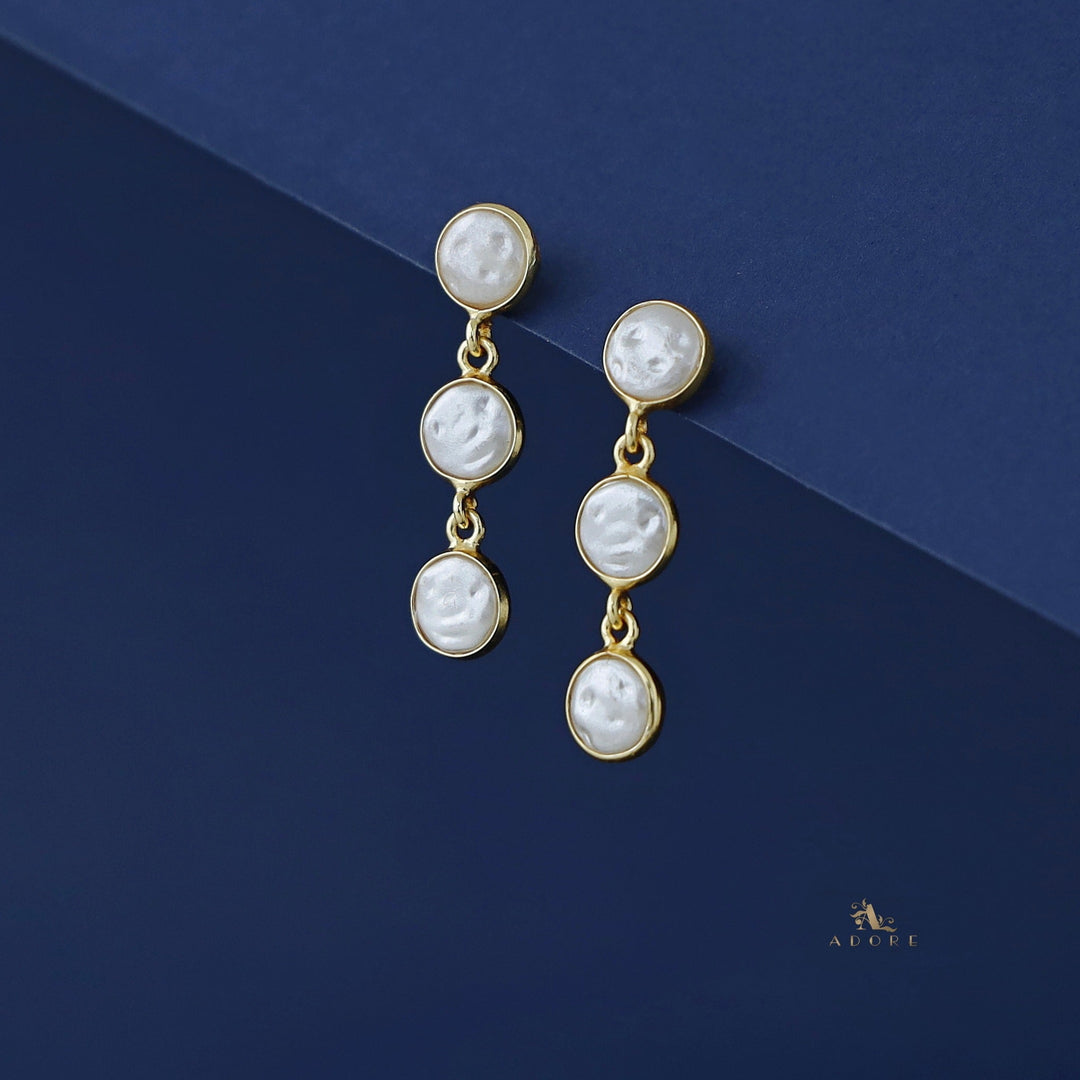 Joyera Golden Tri Circle Baroque Earring