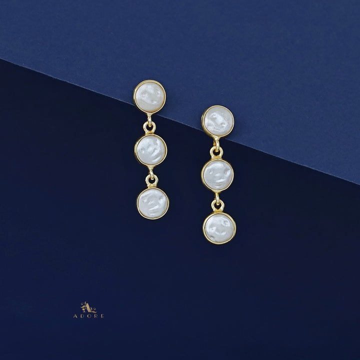 Joyera Golden Tri Circle Baroque Earring