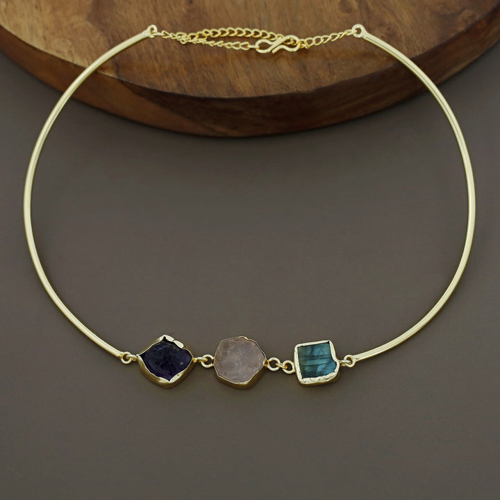 Golden 3 Raw Stone Neck Cuff