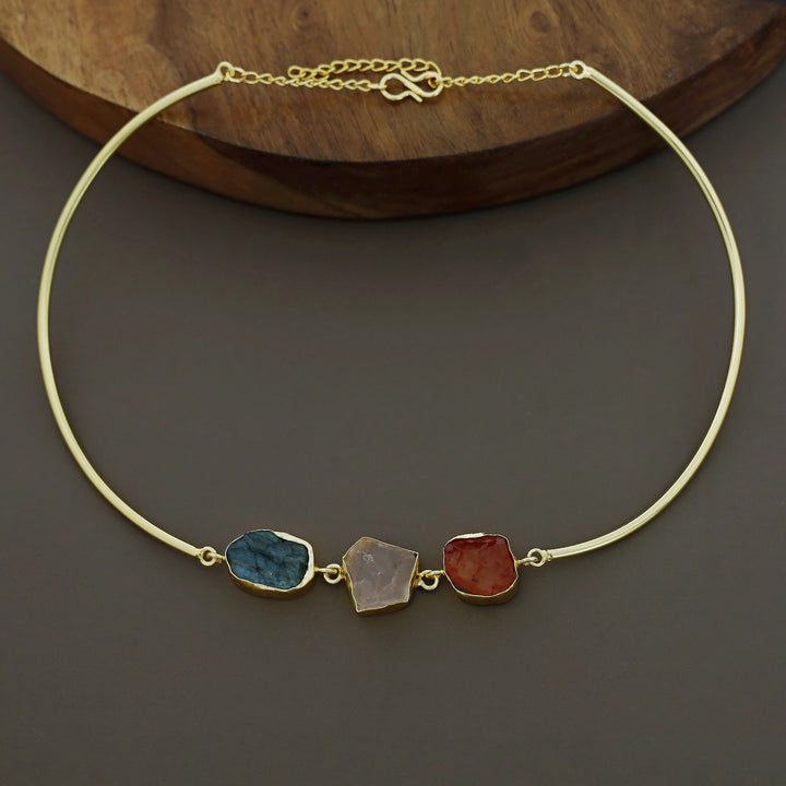 Golden 3 Raw Stone Neck Cuff