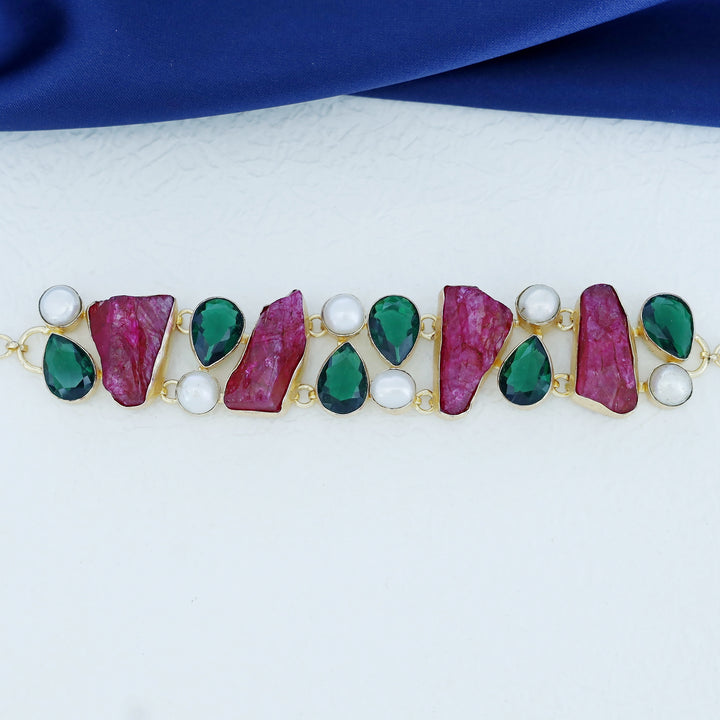 Caroline Dyed Stone + Glossy Pearl Choker