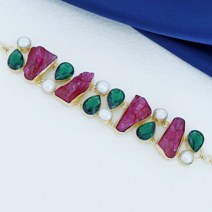 Caroline Dyed Stone + Glossy Pearl Choker
