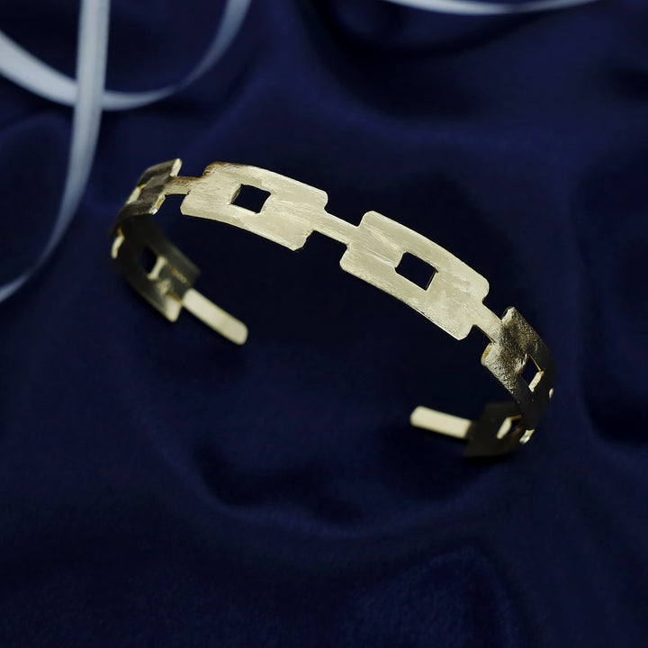 Golden Textured Rectangle Bangle