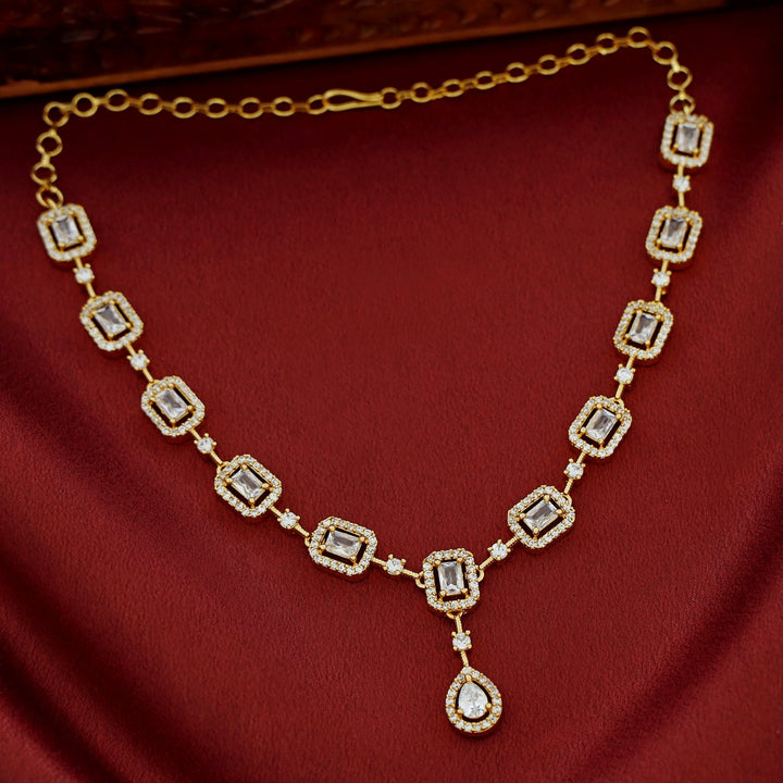 Nishka AD Stone Rectangle Short Neckpiece