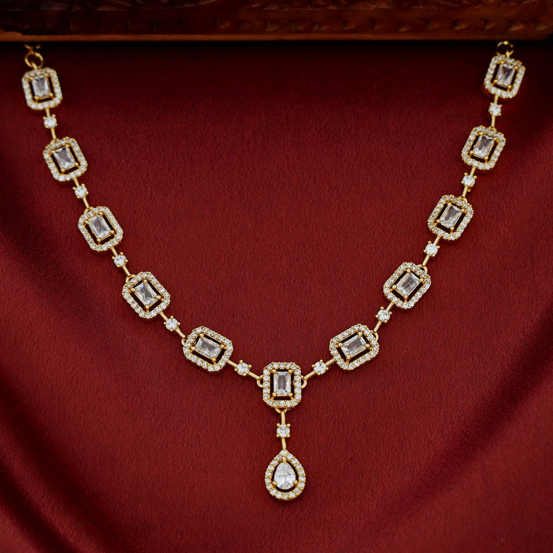 Nishka AD Stone Rectangle Short Neckpiece