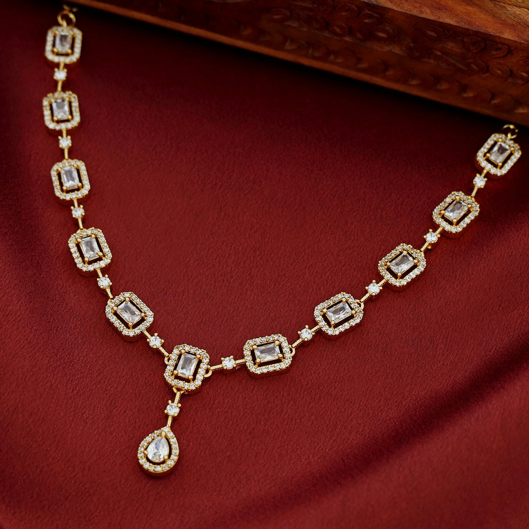 Nishka AD Stone Rectangle Short Neckpiece