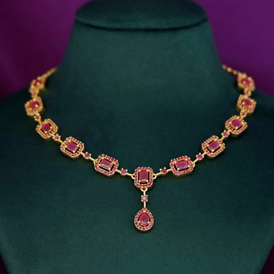 Nishka AD Stone Rectangle Short Neckpiece