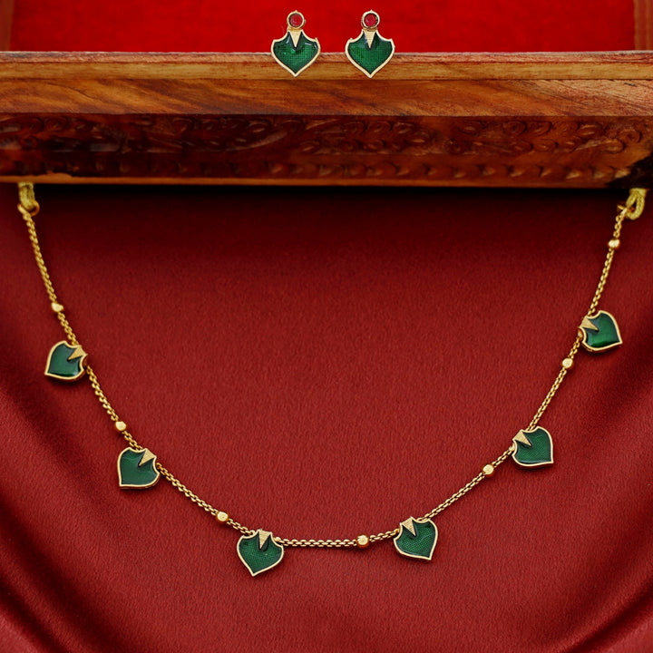 Vanika Golden Ball Palakka Short Neckpiece With Stud