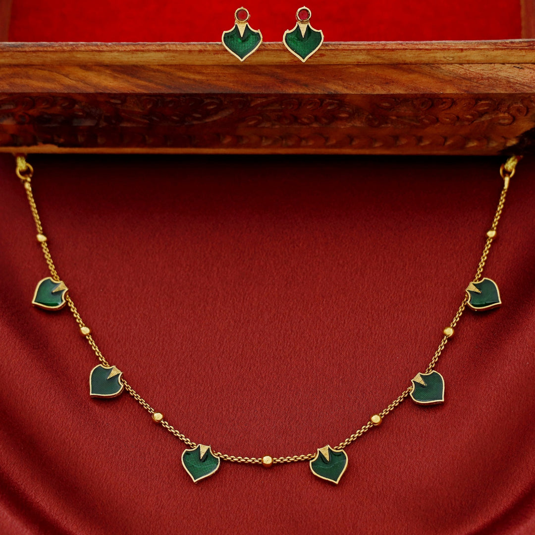 Vanika Golden Ball Palakka Short Neckpiece With Stud