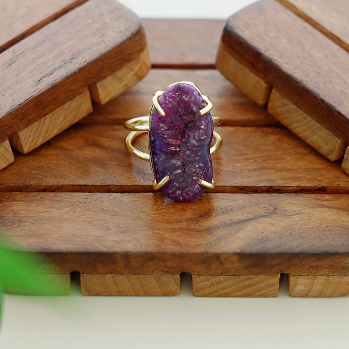Two Layer Agate Claw Ring