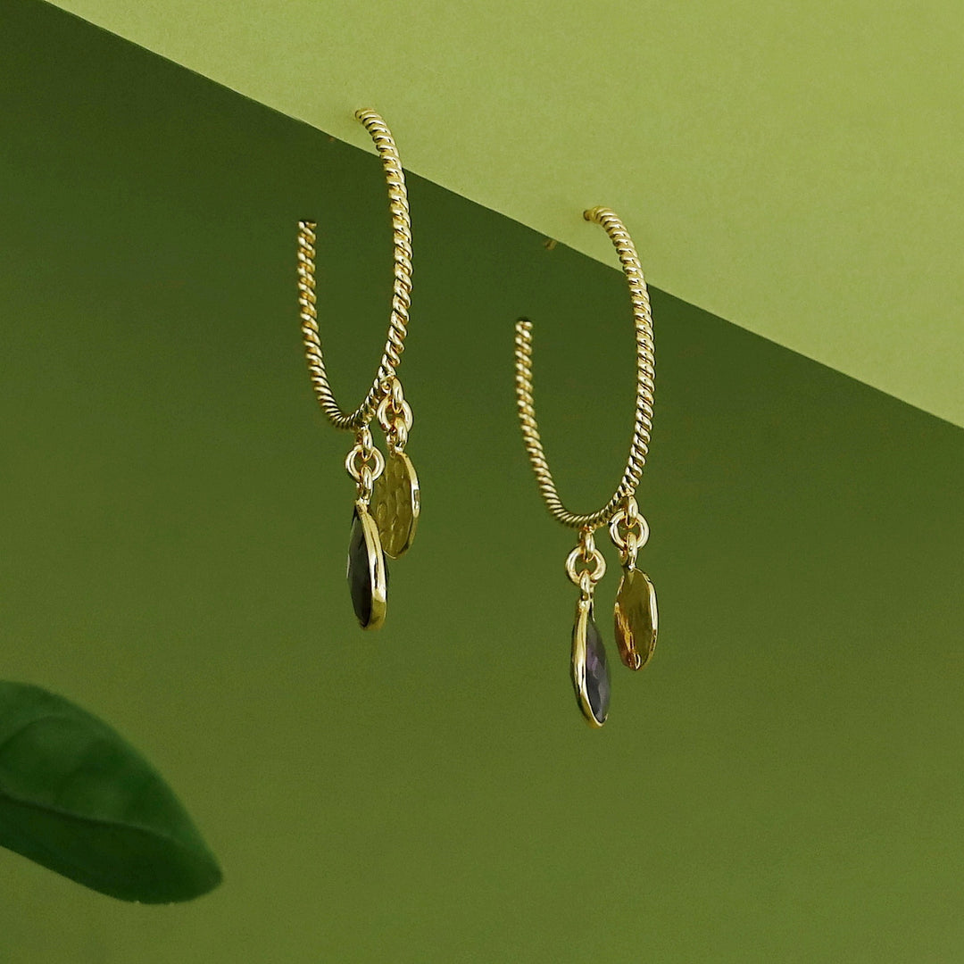 Elsa Golden Twisted Glossy Hoop Earring