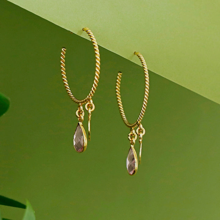 Elsa Golden Twisted Glossy Hoop Earring