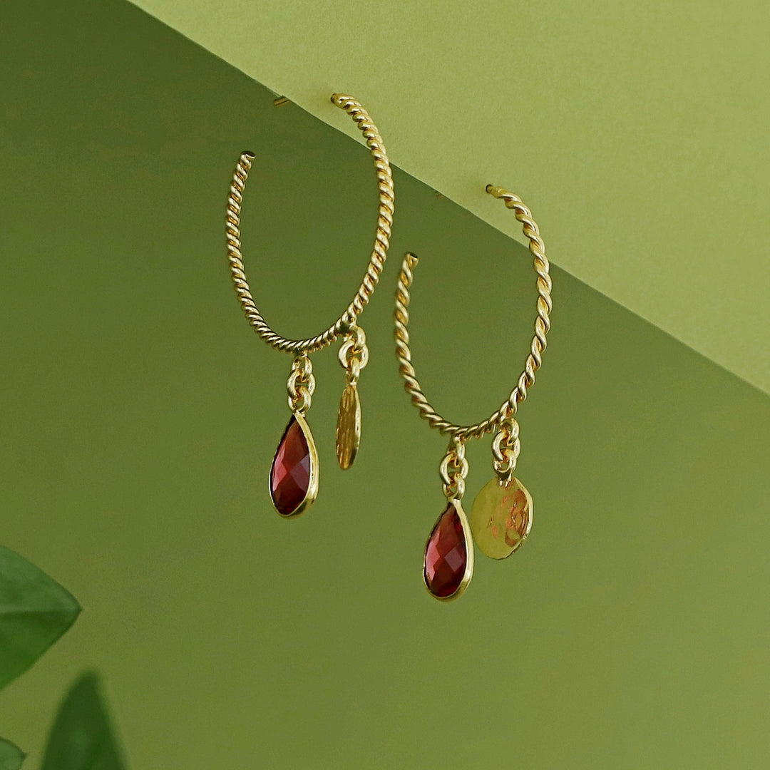 Elsa Golden Twisted Glossy Hoop Earring