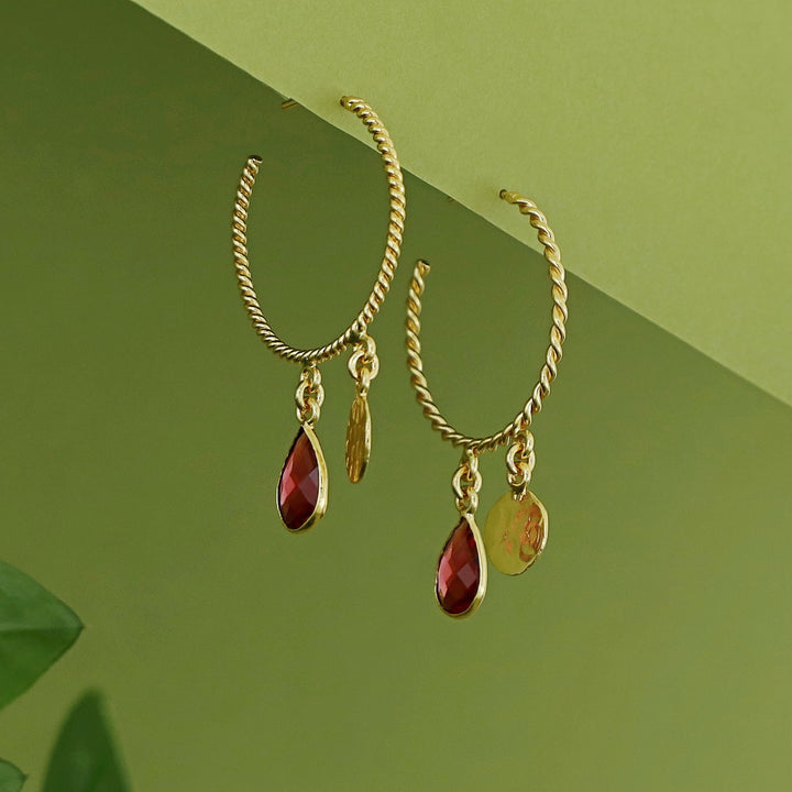 Elsa Golden Twisted Glossy Hoop Earring