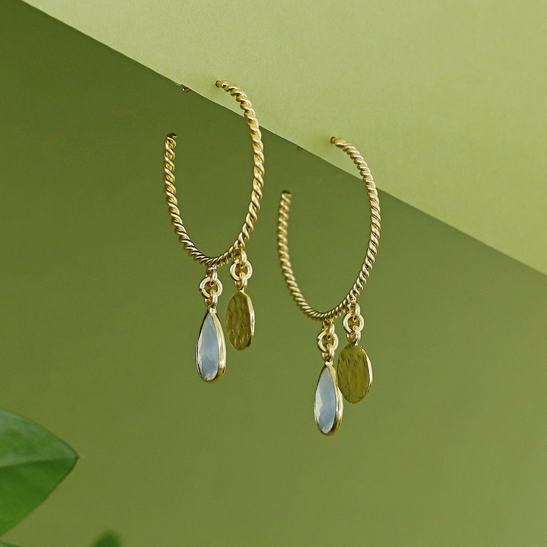 Elsa Golden Twisted Glossy Hoop Earring