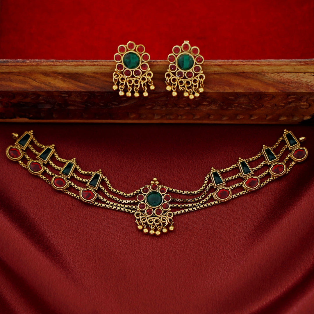 Samudra 4 Layer Parampara Choker With Earring