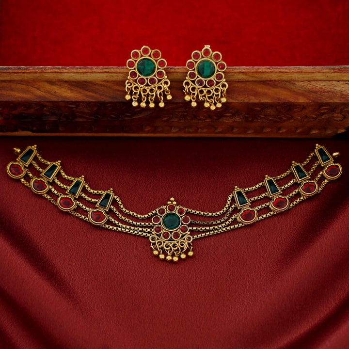 Samudra 4 Layer Parampara Choker With Earring