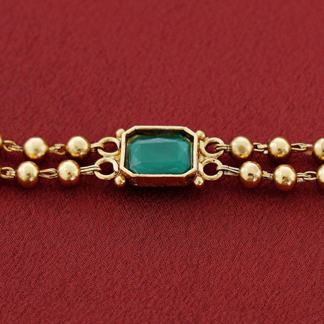 Lakshmi Golden Ball Square Haram Neckpiece With Earring