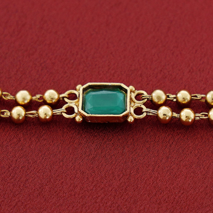 Lakshmi Golden Ball Square Haram Neckpiece With Earring