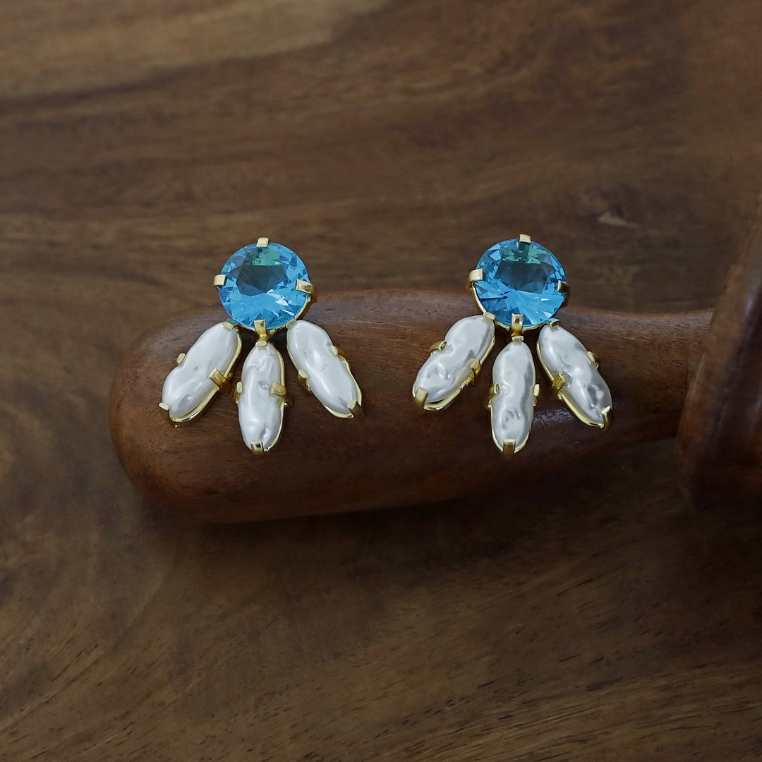 Emery Glossy Circle And Tri Baroque Earring