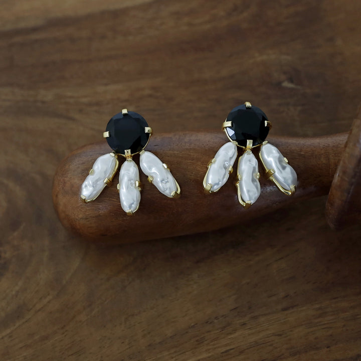 Emery Glossy Circle And Tri Baroque Earring