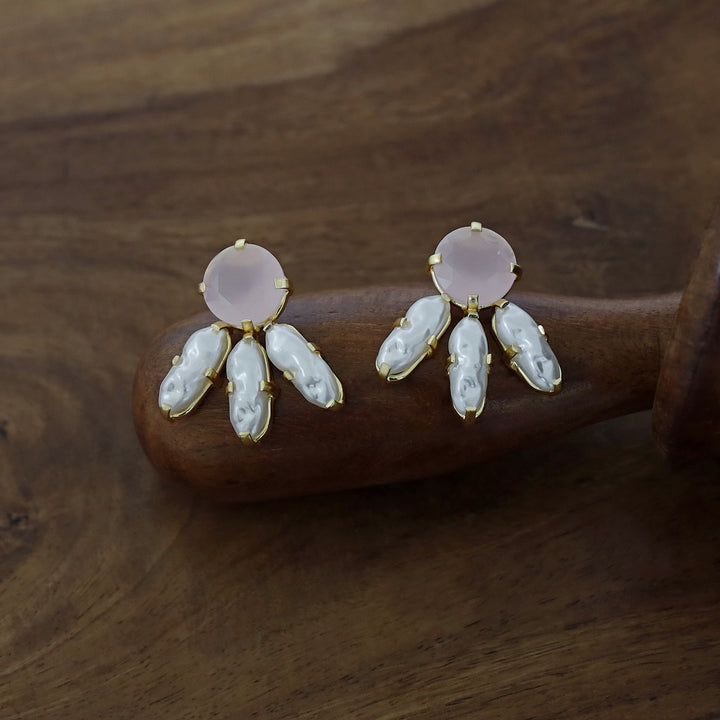 Emery Glossy Circle And Tri Baroque Earring