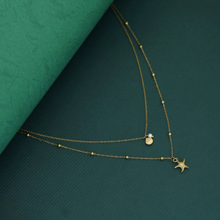 Halsey Pearl Shell + Starfish 2 Layer Neckpiece
