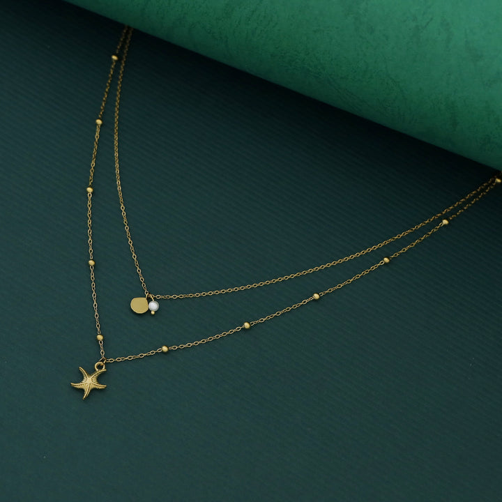 Halsey Pearl Shell + Starfish 2 Layer Neckpiece