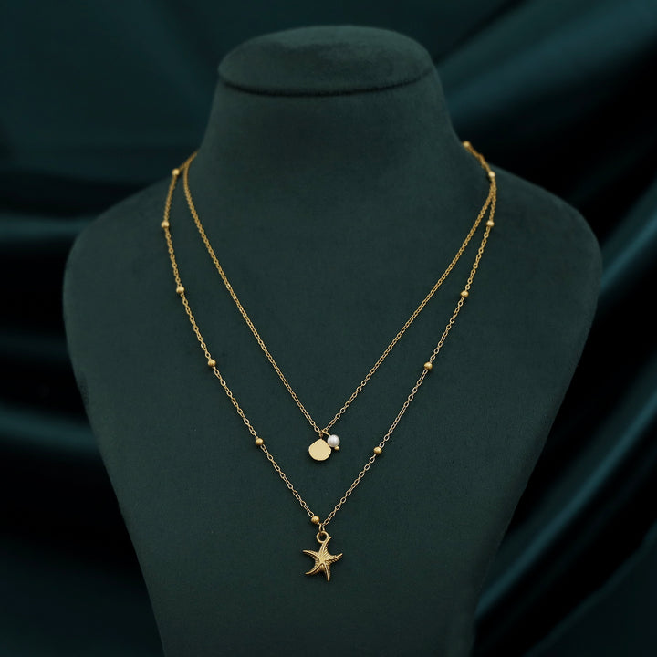 Halsey Pearl Shell + Starfish 2 Layer Neckpiece