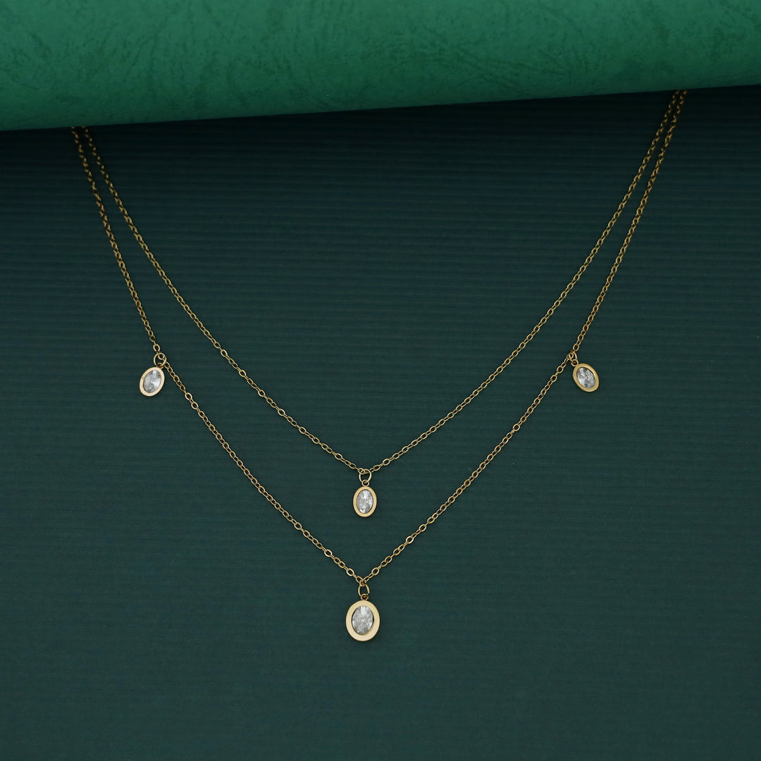 Anakin Oval Glossy Stone 2 Layer Neckpiece