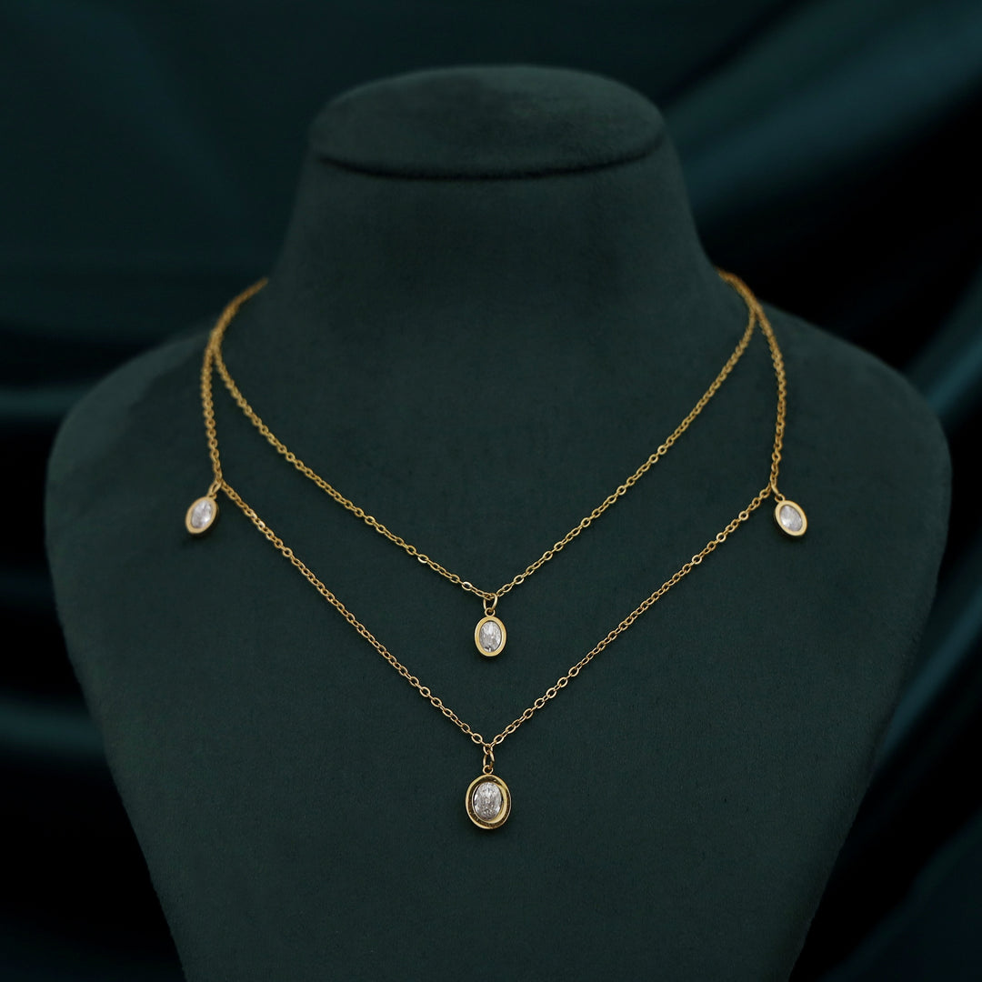 Anakin Oval Glossy Stone 2 Layer Neckpiece