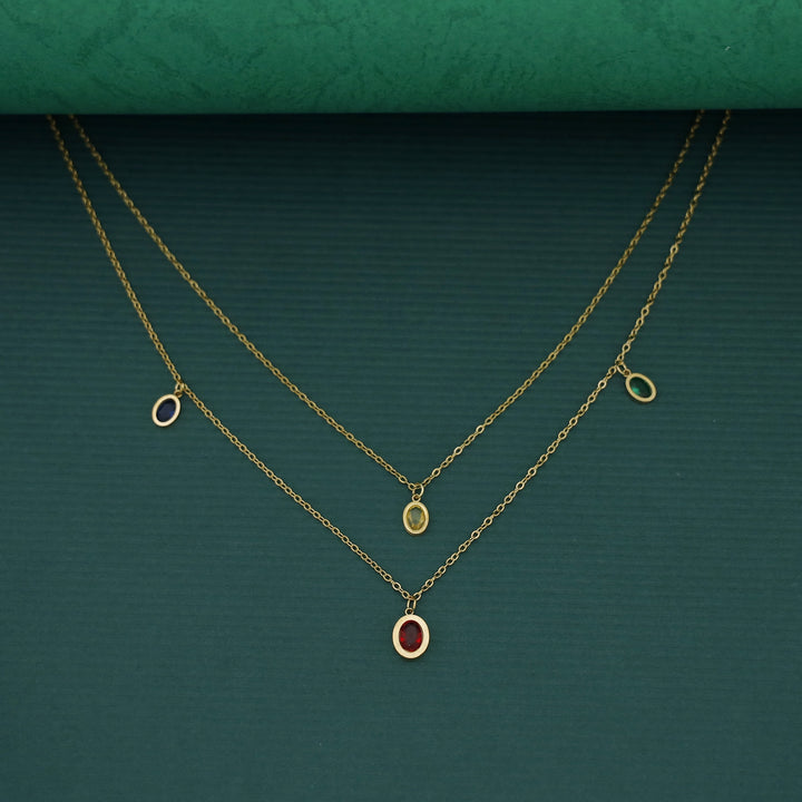 Anakin Oval Glossy Stone 2 Layer Neckpiece