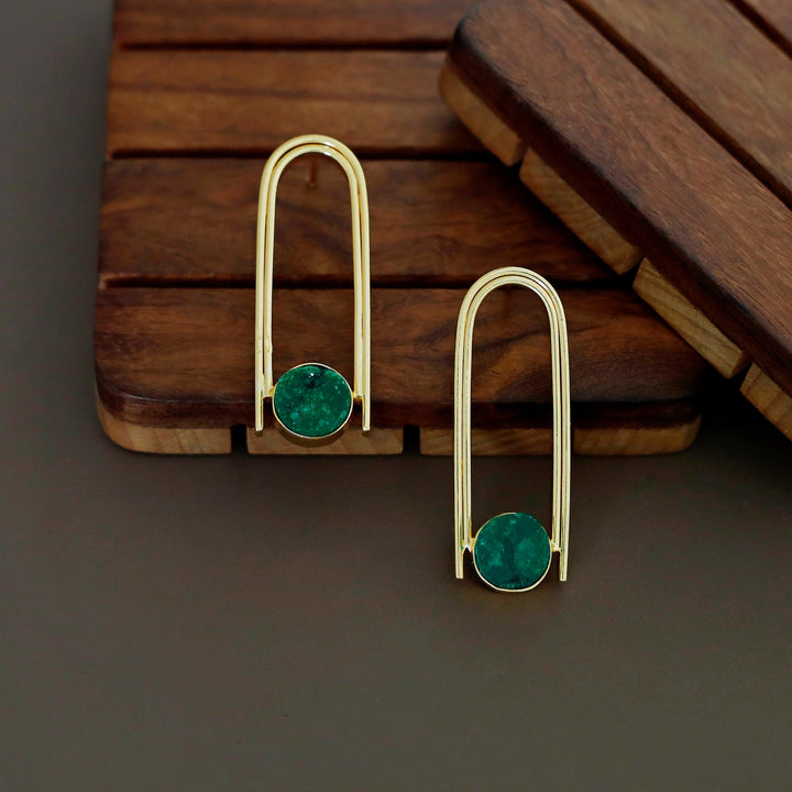 Ruhi Golden Dual Arch Druzy Stone Earring