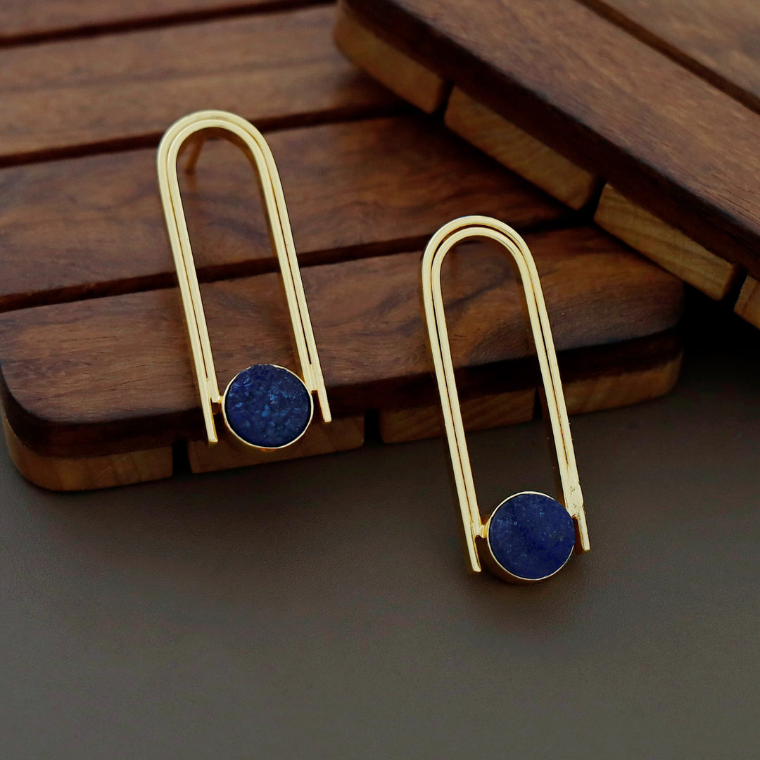 Ruhi Golden Dual Arch Druzy Stone Earring