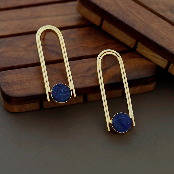Ruhi Golden Dual Arch Druzy Stone Earring