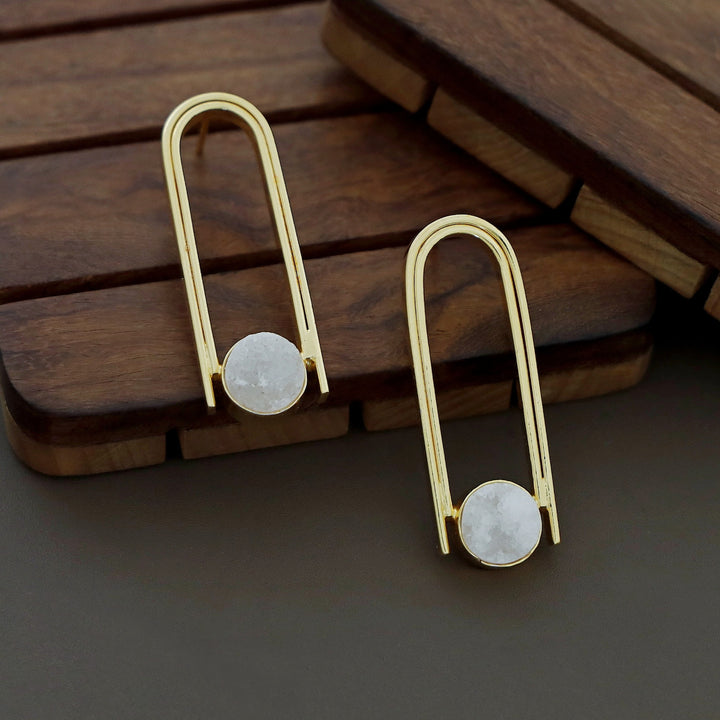 Ruhi Golden Dual Arch Druzy Stone Earring