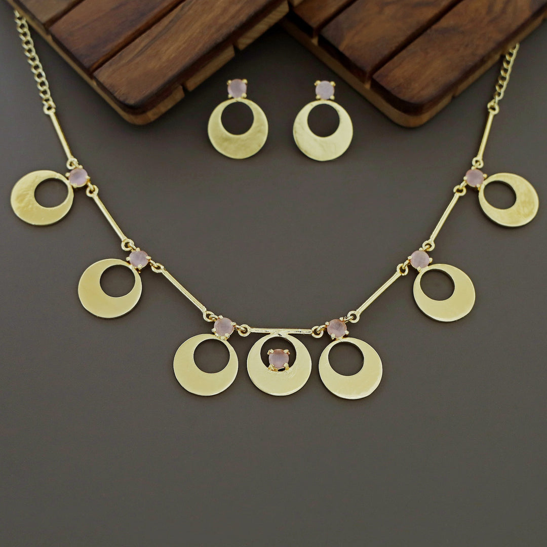 Serena Circle Glossy Neckpiece With Earring