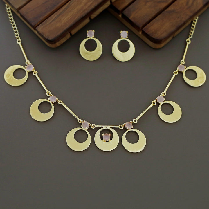 Serena Circle Glossy Neckpiece With Earring