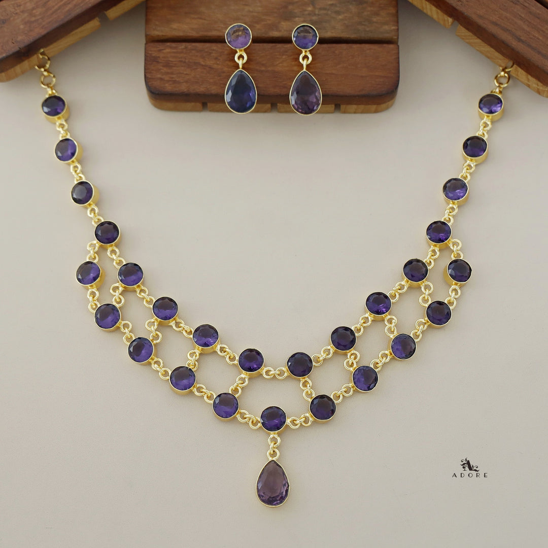 Dual Layer Fresh Water Pearl  Glossy Neckpiece With Earring