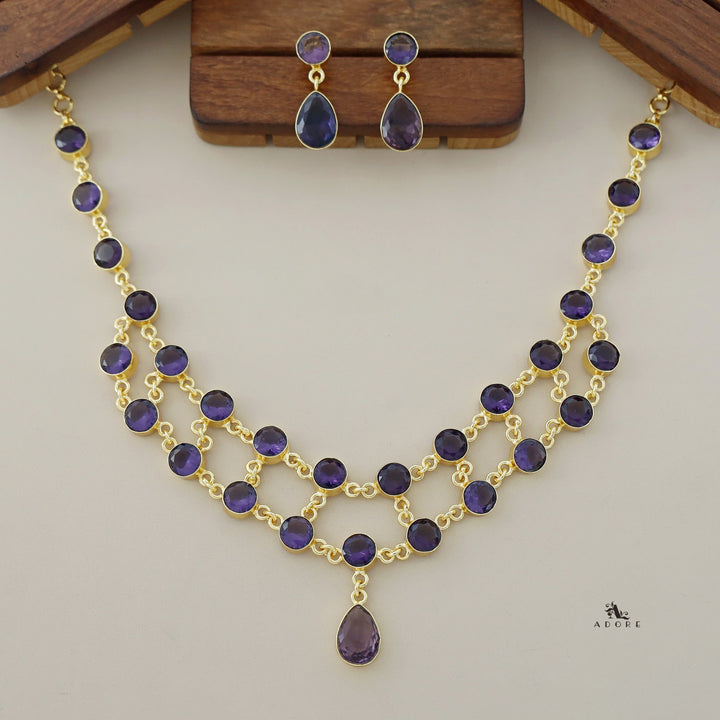 Dual Layer Fresh Water Pearl  Glossy Neckpiece With Earring