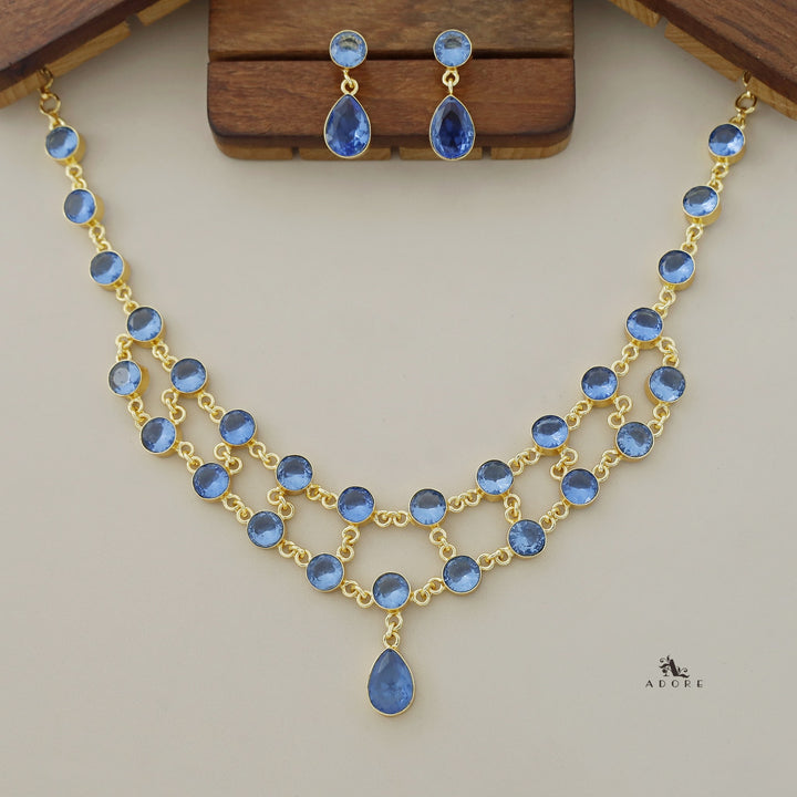 Dual Layer Fresh Water Pearl  Glossy Neckpiece With Earring