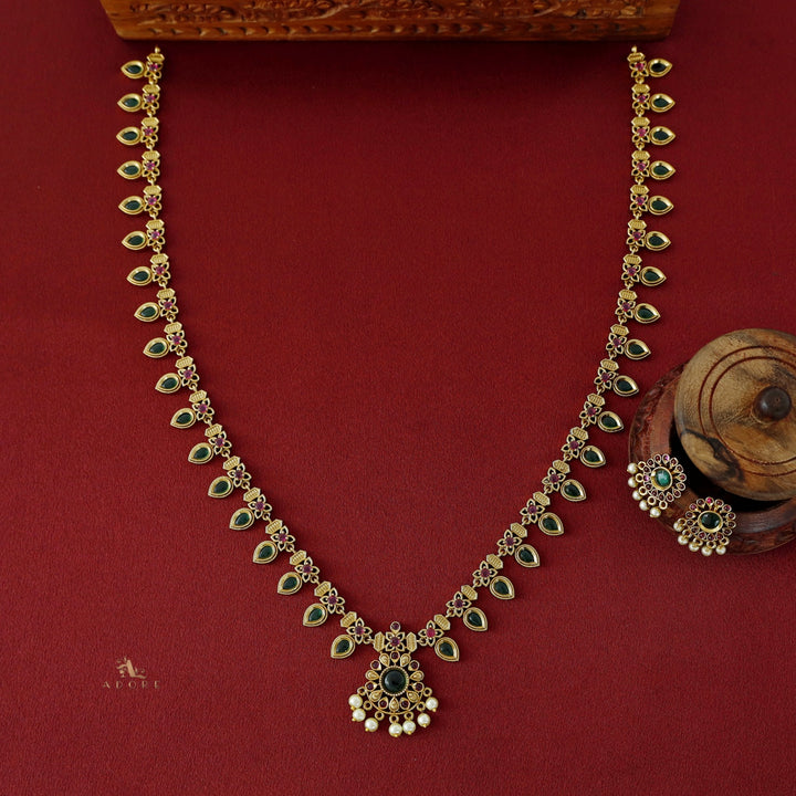Premium Aaradhya Palakka Long Neckpiece With Earring