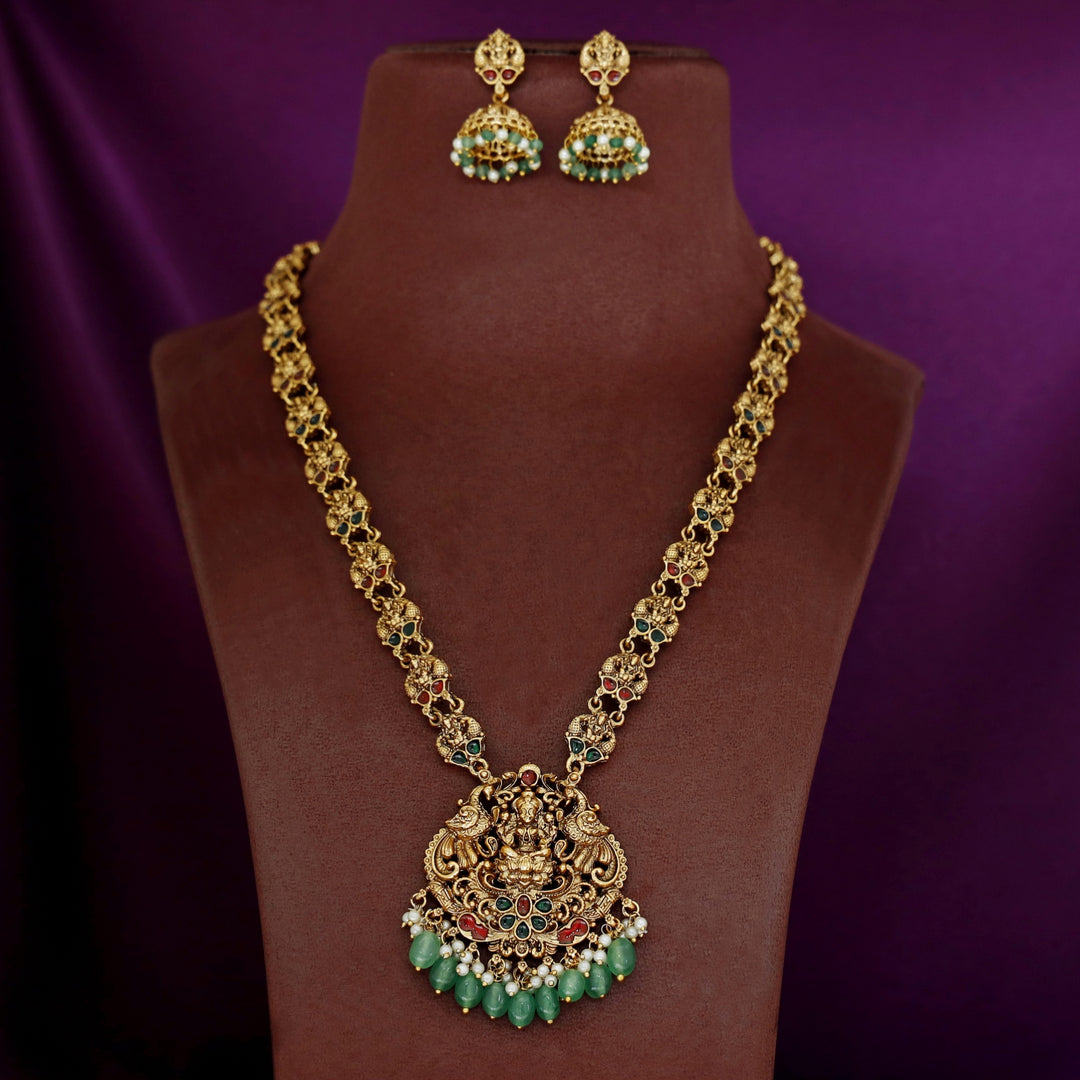 Amrita Devi Long Haram Neckpiece With Earring